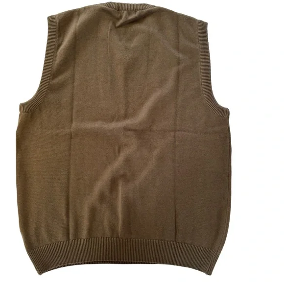 NWOT Uni Brown Sweater Vest Men’s L Cotton Knit Pullover - Picture 2 of 9